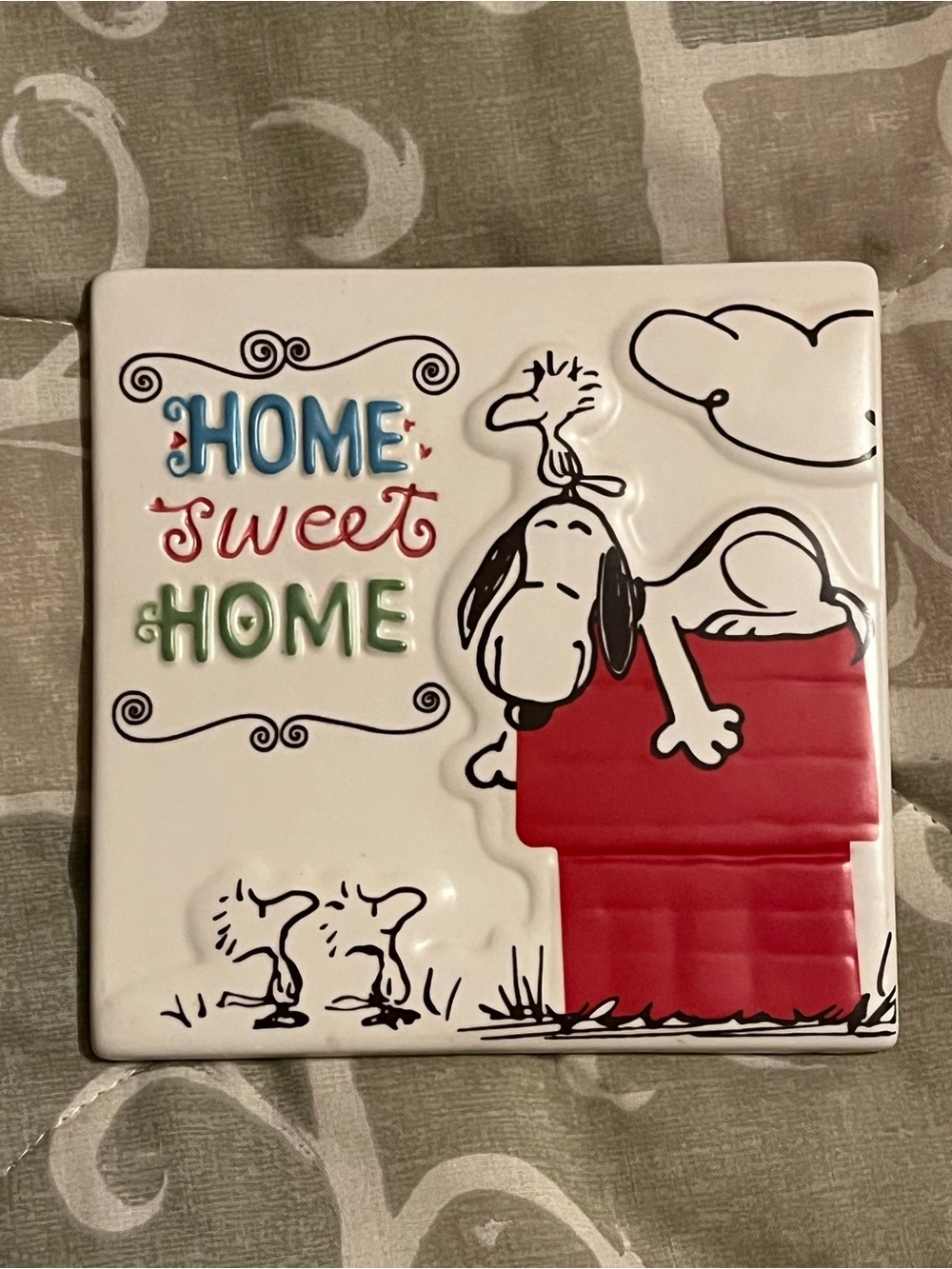 Hallmark Peanuts Snoopy Woodstock Home Sweet Home Ceramic Wall Plaque 6x6"